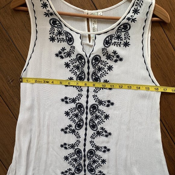 Andree Blue Embroidered Sleeveless Boho Tank Top - Picture 8 of 8